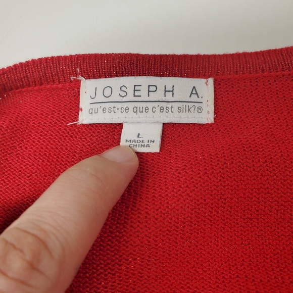 Joseph A. Red Festive Beaded Shiny Sweater - Picture 5 of 10